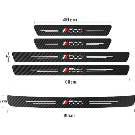 (5 pièces pour 500L) 5 pièces de seuils de porte de voiture pour Fiat 500,500C (2012),500X,500L et Abarth 695 Accessoires autocollants pour seuils de porte en fibre de carbone (1/3)