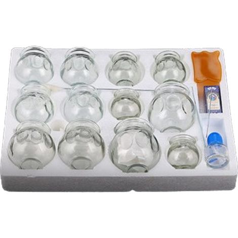 Ventouse Verre - Kit Cupping Massage 12 Pièces - Ventouses en Verre Épais pour Thérapie Corporelle - Usage Professionnel et Domestique - Pour Dos Cou Nuque