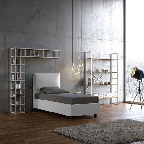 Letto singolo ANTEA color BIANCO con contenitore (1/5)