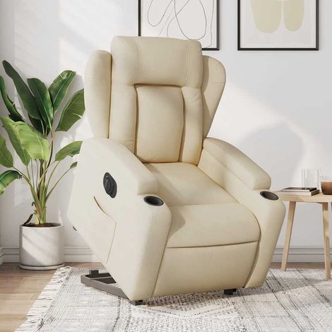 vidaXL Electric Stand up Recliner Chair Cream Fabric