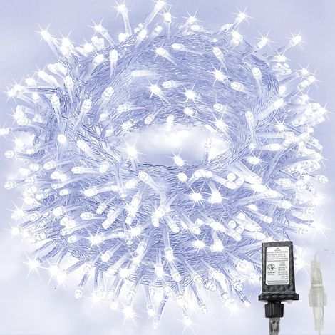 Guirlande lumineuse LED connectable 20 m – 200 LED – Blanc froid, minuterie – Pour chambre, mariage, sapin – Fil transparent (1/5)