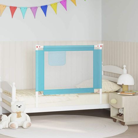 Barrière de sécurité pour lit enfant réglable en tissu polyester bleu 100 x 25 cm - PANGIVO (1/5)