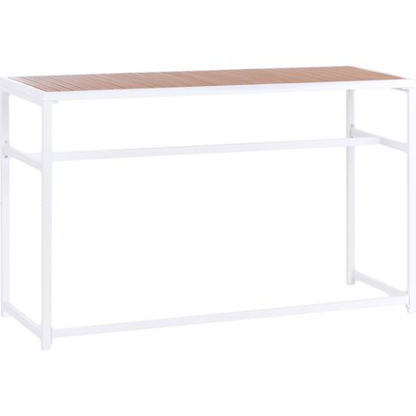 Mesa moderna de jardín interior exterior 150 x 50 cm acero madera plástica blanco Avetrana