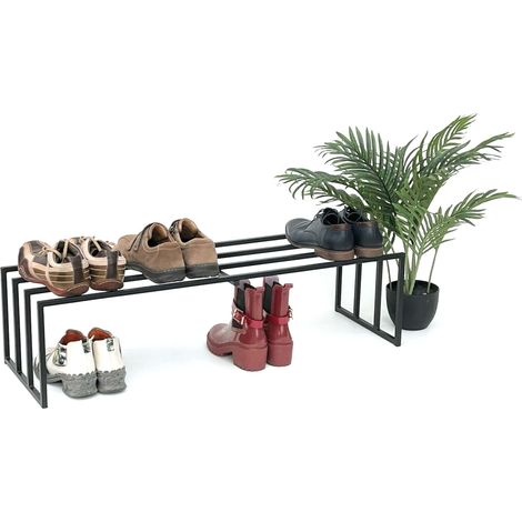 DanDiBo Schuhregal Metall Schwarz 1 Ebene 96551 Schuhablage Schuhständer Modern Stabil Massiv Schuhschrank Ablage (1/5)