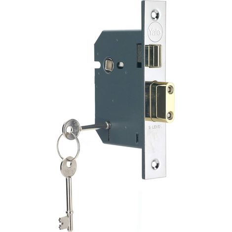 Serrure à mortaise à 5 leviers Finition Laiton Convient pour Portes extérieures 64 mm (1/5)