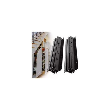 Lot de 2 rails de tiroir pour charges lourdes, 400-900 mm, 3 plis, double rangée de billes en acier, capacité de charge 120 kg pour tiroirs