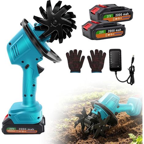 Défonceuse électrique avec lames en acier au manganèse, haie de sol légère pour jardin, balcon et parterre surélevée, fraise avec interrupteur de sécurité, outils de jardin compacts (1/5)