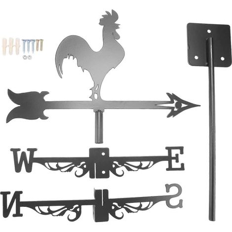 Girouette Coq - Silhouette de coq rétro - Indicateur décoratif de direction du vent pour jardin ou ferme (1/5)