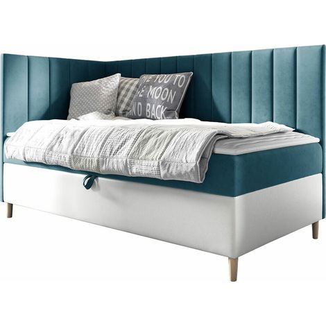 Lit boxspring Lucus, Soft 017 + Fresh 34, Continental, Unique, 80x200, Tissu, Faux cuir, Disponible, 88x208x115cm (1/5)