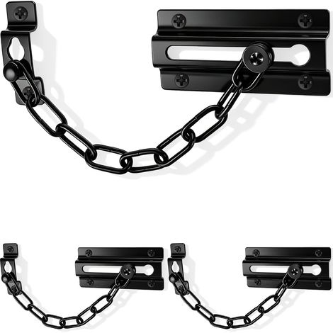 Lot de 3 chaînes de sécurité noires pour portes chaînes robustes adaptées aux portes intérieures (1/5)
