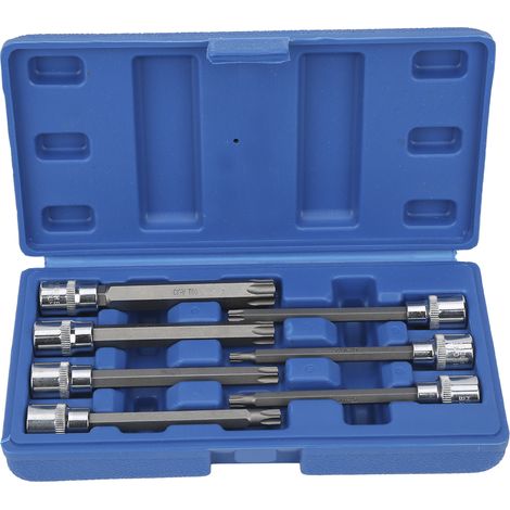 Kit de 7 embouts Torx longs T25-T60, douille hexagonale étoile, carré 3/8", avec boîte de rangement pour réparation auto (1/5)