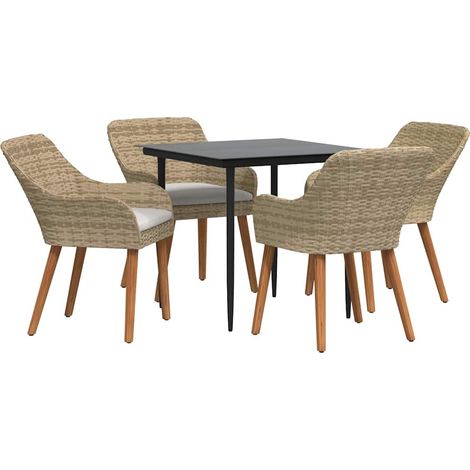Maison Exclusive - Garten Essgruppe mit Kissen 5 pcs Beige Poly-R