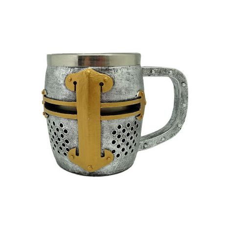 Jarra Caballero Medieval Casco de Plata y Oro