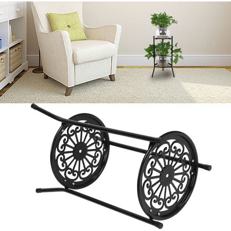 Support à plantes en métal à 2 niveaux, porte-pots de fleurs, étagère de présentation, accessoires de jardinage, noir (1/5)
