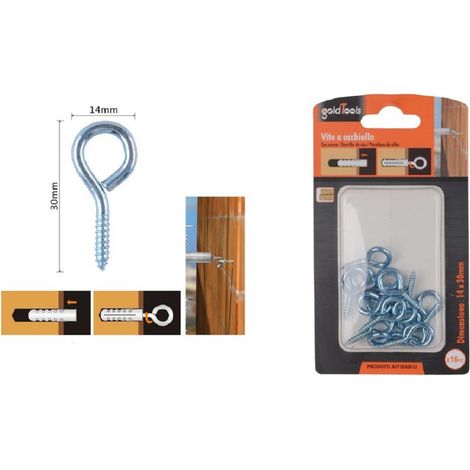 Kaela - Set 16pz Viti Vite A Occhiello Gancio Chiuso 14x30mm Filettatura Per Legno 90719 - (1/2)