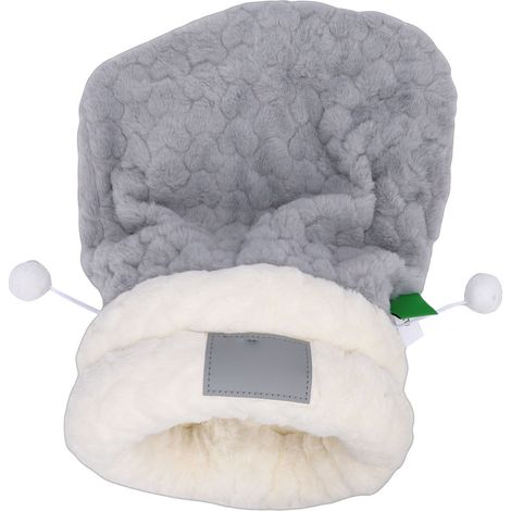 Sac de couchage d'hiver pour chat, design semi-fermé, entrée spacieuse, lit doux et chaud, grotte épaisse, couleur grise avec boule L(54x45x10cm/21.26x17.72x3.94in) (1/5)