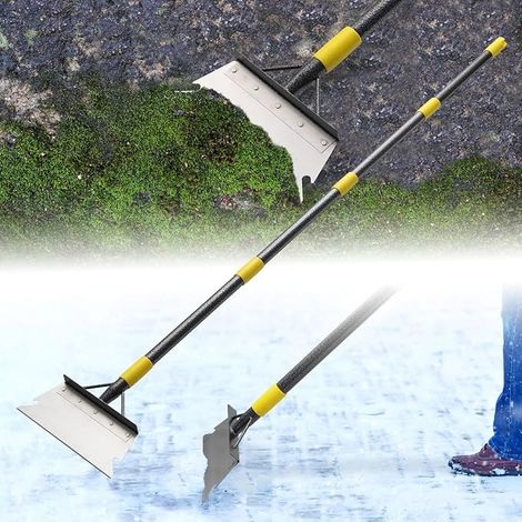 Pelle de nettoyage avec manche de 235 cm, outil de désherbage, pelle plate, pour désherber, gratter et enlever la glace