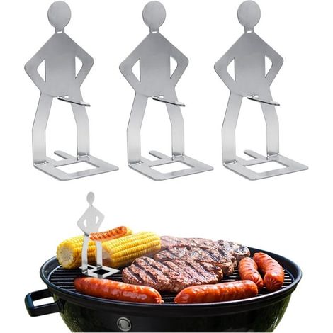 3 piezas, Soporte para perritos calientes divertido, Soporte para salchichas de barbacoa de acero inoxidable, Plateado, picnic al aire libre (1/5)