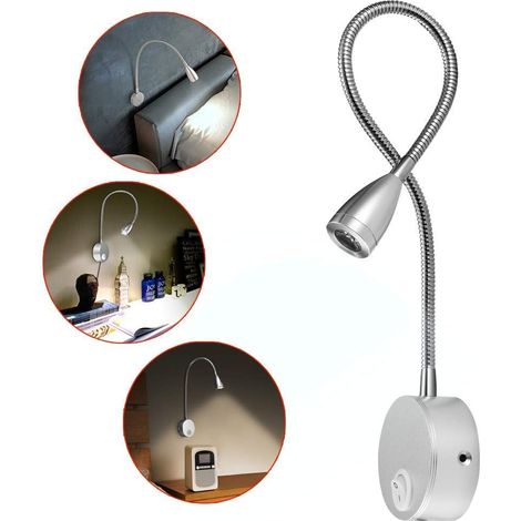 Lampe murale tuyau lecture tuyau lampe murale chambre chevet applique (argent 1 pièce) (1/2)