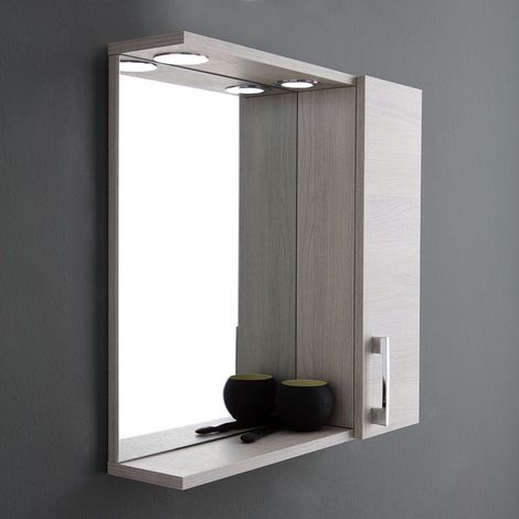 Espejo Con Mueble Alto De Roble Gris E Iluminación Led (1/5)