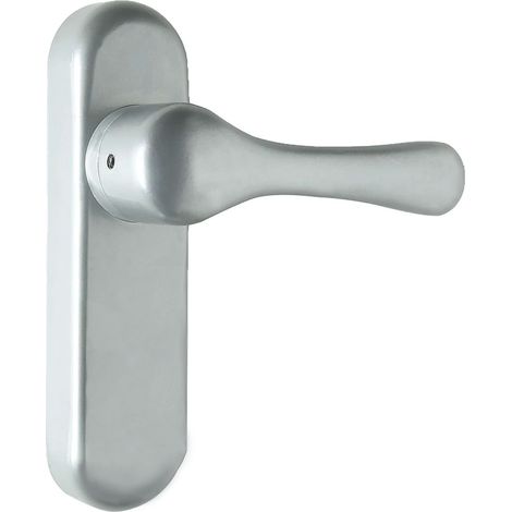 Poignée de porte exterieure Bricard argent Manoeuvre antipanique bequille réversible sans perçage