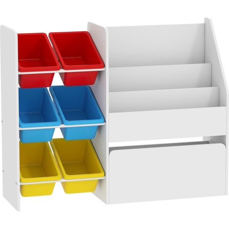 Toy Storage Unit, 3-Tier Toy Organiser Shelf with 6 Removable Storage Bins for Bedroom, Nursery, Multicoloured (1/5)