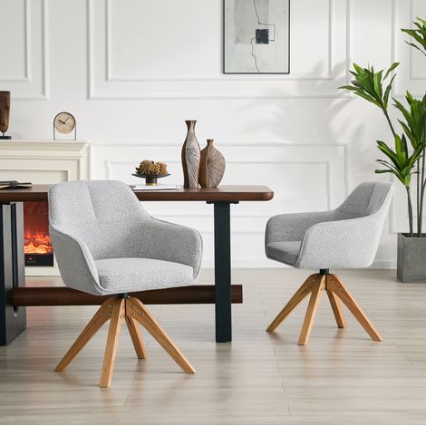 Silla de comedor giratoria 360°, tela gris, lote de 2 DESVIAE (1/5)