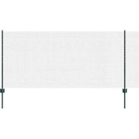 Zaun mit Pfosten Grün 1 x 100 m Stahl und PVC