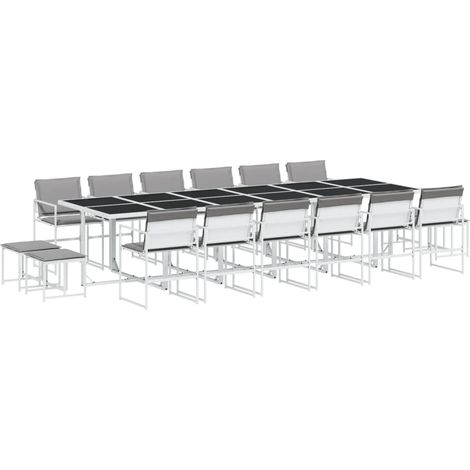 Maison Exclusive - Set da Pranzo da Giardino 17 pz con Cuscini Bianco in Textilene
