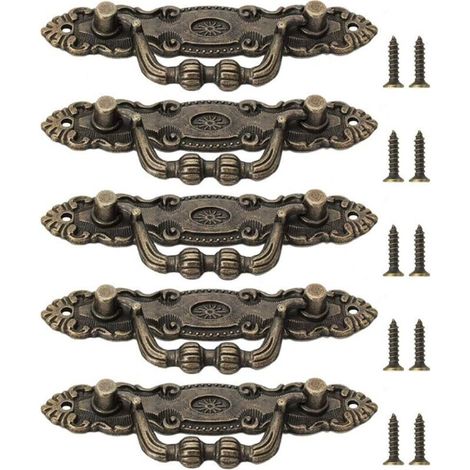 5 Pièces Boutons de Tiroir Poignées de Porte Boutons de Meubles Boutons de Meubles Poignée Vintage Boutons de Meubles en Bronze Vintage avec Vis pour Commode à Tiroir d'Armoire