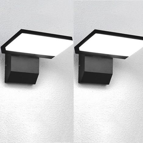 Set of 2 Modern 18W LED Wall Lights – IP65, Rectangular Aluminum Wall Lights, 6000K – Ideal for Living Rooms, Balconies and Entrances (Black) (1/5)