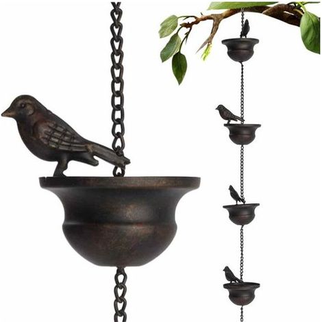 Chaîne de pluie décorative - 240 cm - Bronze - Décoration de jardin - Chaîne d'eau pluviale (1/5)