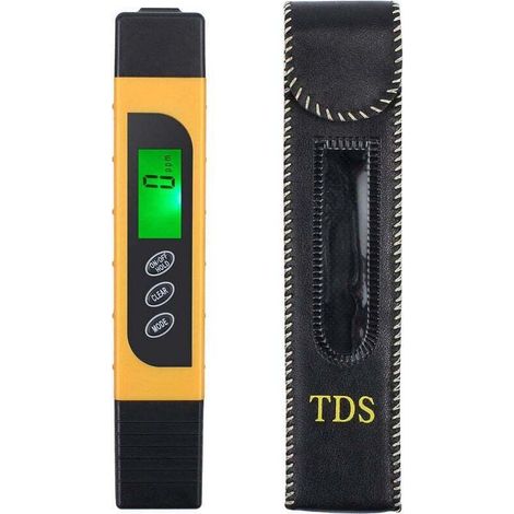Testeur de qualité d'eau, compteur EC TDS précis et stylo de test de température avec LCD rétro-éclairé pour l'eau potable, l'hydroponie, les piscines, les aquariums (jaune) (1/4)