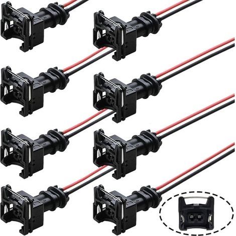 8 pièces Connecteur d'injecteur de carburant EV1 OBD1 Plug Wire Harnais Pigtail Câblage Clip (1/5)