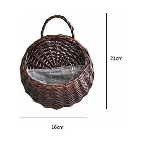 VURAHOME - Jardinière suspendue panier décoration murale panier en rotin avec poignées simples maison jardin mariage décoration murale Style 3 petit (1/4)