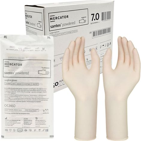 Gants chirurgicaux stériles en latex poudrés Mercator Santex 7.0, 50 paires (1/5)