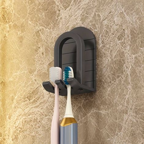 Porte-brosse à dents multifonctionnel mural - Avec égouttoir à gobelet, gain de place pour salle de bain (1/5)
