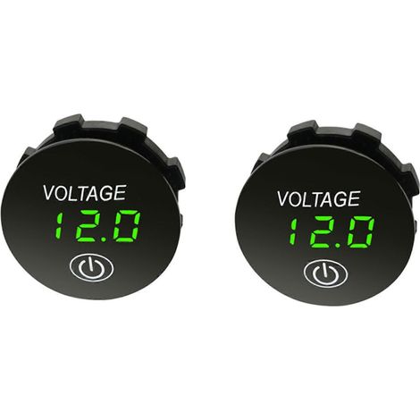 Voltmètre numérique LED avec affichage de la capacité de la batterie (2X), interrupteur tactile marche/arrêt, pour voiture et moto, 3-35 V CC, vert (1/5)