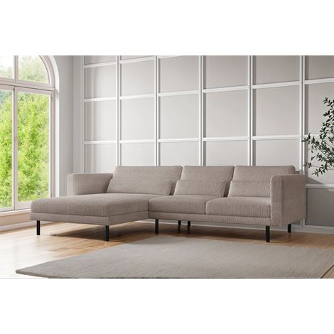 Ecksofa Designersofa AGADA in Stoff Poso Beige Ottomane Links (1/2)