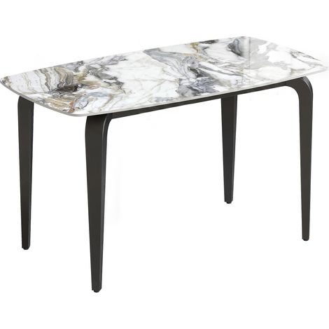 HOMCOM Dining Table for 4, Kitchen Table with Sintered Stone Tabletop, White (1/5)