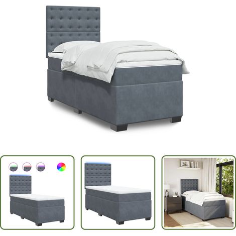 Matratze - Boxspringbett mit Matratze Dunkelgrau 100x200 cm Samt (1/5)