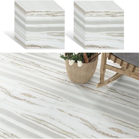 Carrelage Adhesif Sol Dalle PVC Aspect Pierre Beige Gris Amovible 30 cm x 30 cm 24 Pièces Cuisine Salle de Bain (1/5)