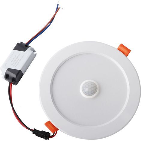 Plafonnier LED encastré 12 W avec détecteur de mouvement, lumière blanche vive (6000 K), tension universelle 85–265 V (1/5)