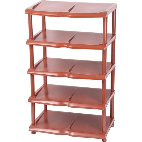 Regal Strend Pro, für Schuhe, 5-stöckig, braun, 48x30,5x86 cm