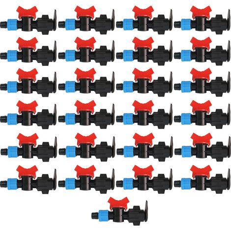 Válvula de paso Layflat a cinta de riego por goteo 16mm. Pack de 25 unidades.  Válvula de derivación con junta utilizada para conectar directamente la cinta de goteo 16 mm a la tubería principal (1/5)