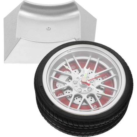 Horloge de Bureau de Pneu de Voiture Rouge avec Support Mouvement à Quartz Silencieux Décoration Vintage pour Salon Chambre ou Bureau Horloge Auto Précise et Décorative (1/5)