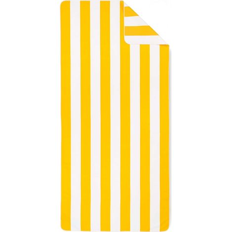 Serviette de Plage Microfibre Grande - Fine et légère - à séchage Rapide- Serviettes Anti-Sable 100% recyclée – rayé Jaune Citron-Blanc – 160cm x 80c (1/4)