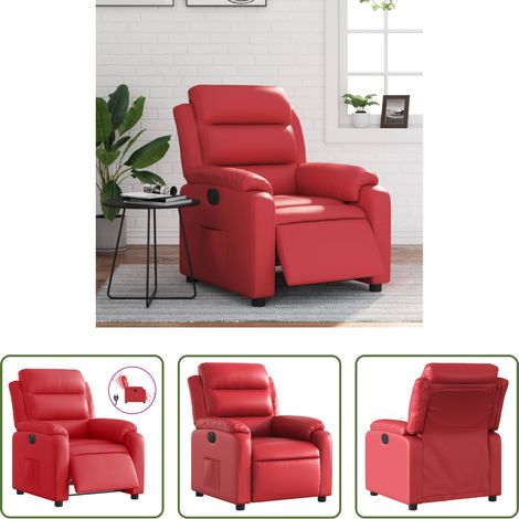 vidaXL Sillón reclinable eléctrico de cuero sintético rojo (1/5)