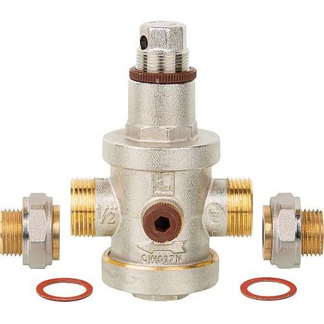 Idroweb – Réducteur de pression mâle/mâle EUROPRESS M 1/2" – Raccords embout filetés – Corps en laiton nickelé – Fonctionnement à piston avec siège compensé