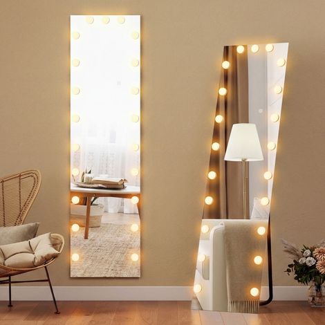 Miroir pleine longueur 150x40 cm lumineux LED RVB 21 lumières 7 teintes interrupteur tactile avec mémoire